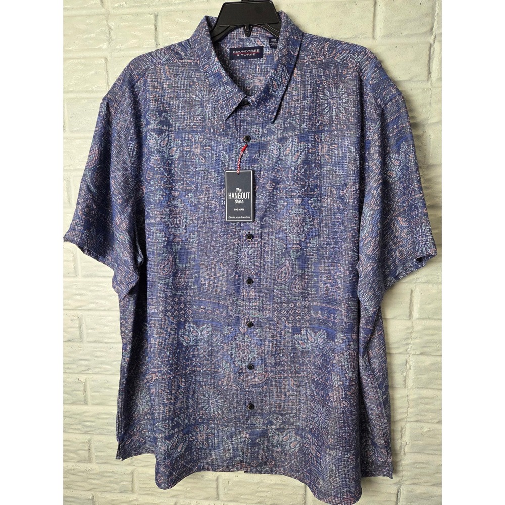 ROUNDTREE & YORKE Tapestry button up shirt Men's 3XB Big Modal Hangout NWT